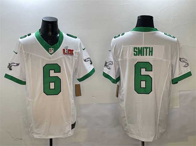 Men's Philadelphia Eagles #6 DeVonta Smith White 2025 Super Bowl LIX Patch F.U.S.E. Vapor Untouchable Limited Stitched Jersey,We sell and wholesale Men's Philadelphia Eagles #6 DeVonta Smith White 2025 Super Bowl LIX Patch F.U.S.E. Vapor Untouchable Limited Stitched Jersey on line form chian!